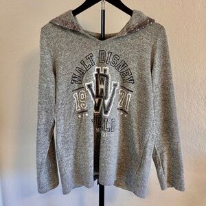 Walt Disney Sweatshirt w/ Silver Sequin Hood, Size M
